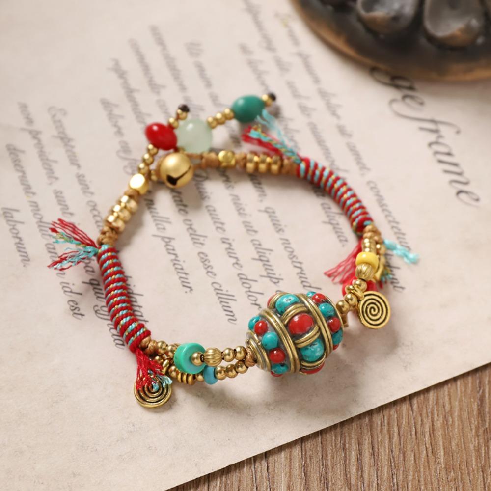 

Adjustable Ethnic Style Bracelet Bohemian Beads Braided Bracelet Woven Hand Rope Couple Style D