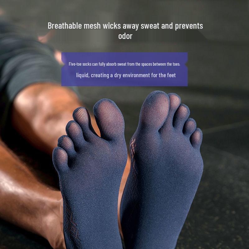 Men's Summer Breathable Anti-Odor Ice Silk Low-Cut Five-Toe Socks