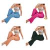 Damen Zweiteiliger Pyjama Set Ärmelloses Cami Crop Top Weitbein Hose Set Sommer Casual
