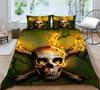 Bed Cover Home Bedclothes Bedding Set 2/3pcs 3D Skull Printing Microfiber Washable Bed Quilt Cover Set