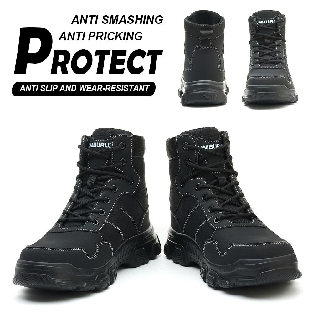 Mens Work Shoes Anti Smash Steel Toe Boots Hiking Safety Shoes Men Light Work Sneakers Breathable Anti-Stab Indestructible Shoes