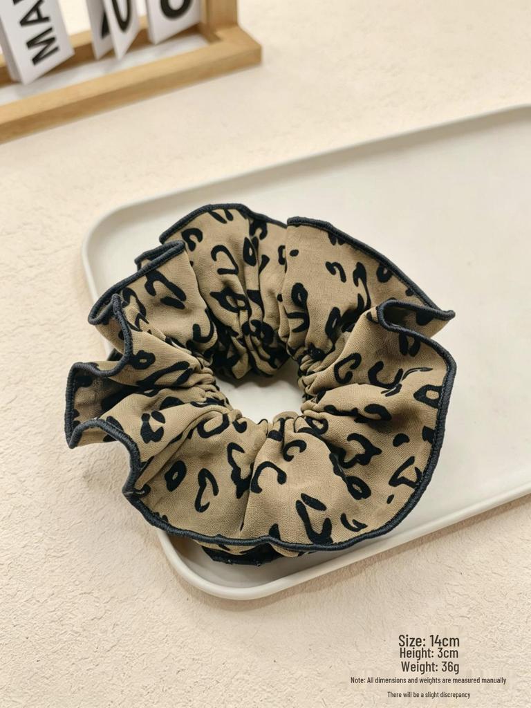 Elegant Leopard Print Double-Layer Hair Tie for Low Ponytails – High-Class Accessory