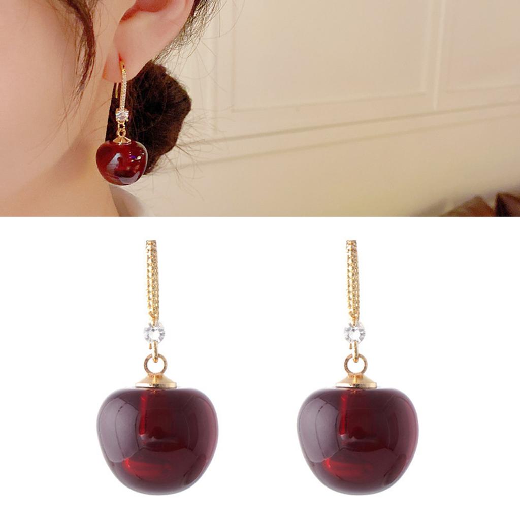 Sweet Cherry Earrings Fashion Dangling Jewelry Multifuntional Accessory Ear Jewelry for Collection and Daily Wear