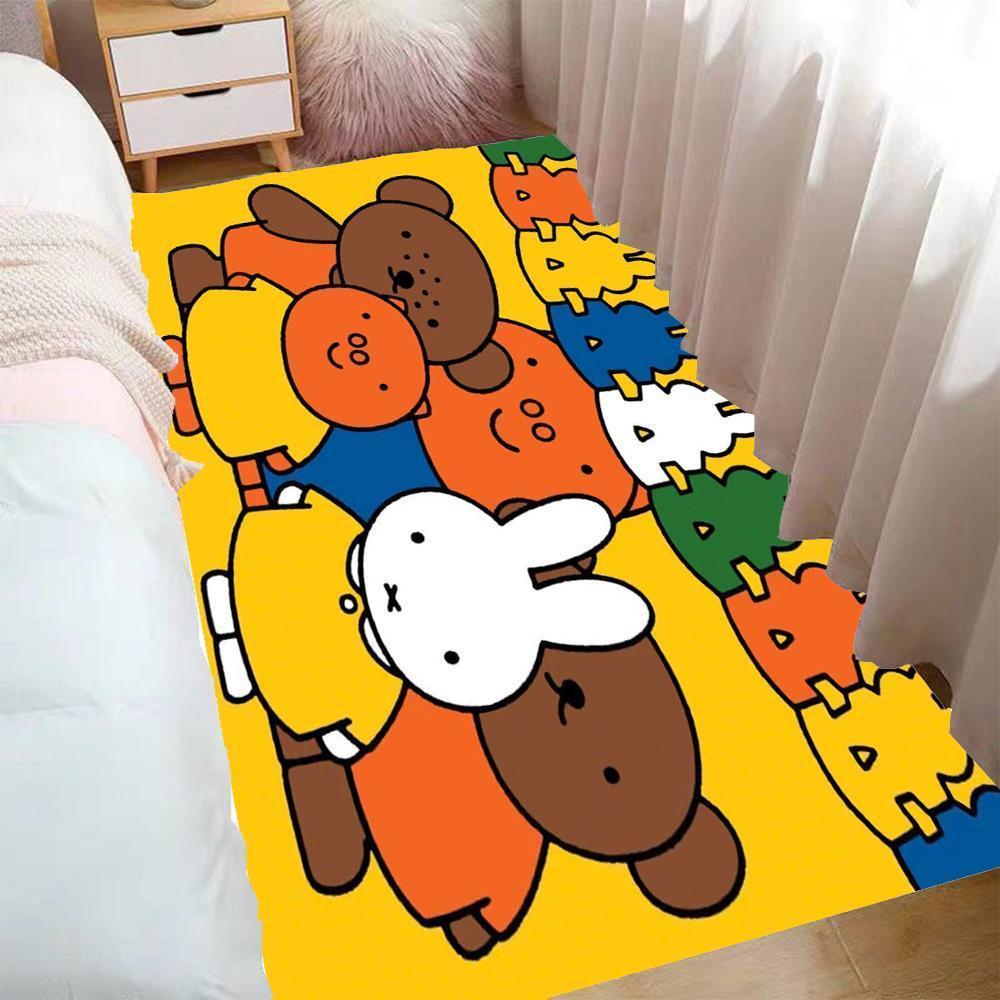 Kawaii Miffy Rabbit Carpet Bedside Blanket Foot Mat Cute Cartoon Bay Window Mat Coffee Table Blanket Anti-slip Floor Mat