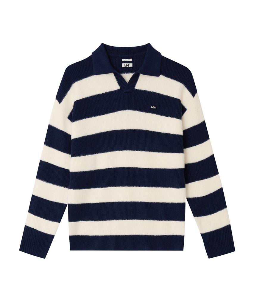 LEE Striped Collar Knit Navy