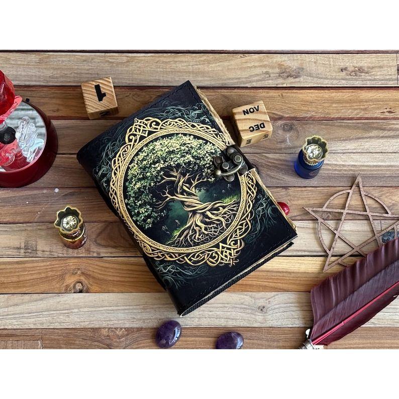 Leather Journal Tree of Life - Genuine Leather Notebooks For Women - Beautiful Journal For Sketches Book Traveling Book Blank Spell Book