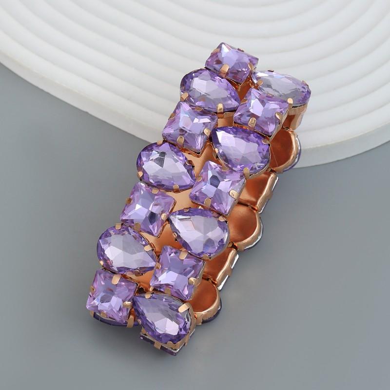 Womens Stretchable Double-Layer Crystal Rhinestone Bracelet Geometric Design Hip Hop Style Alloy Jewelry