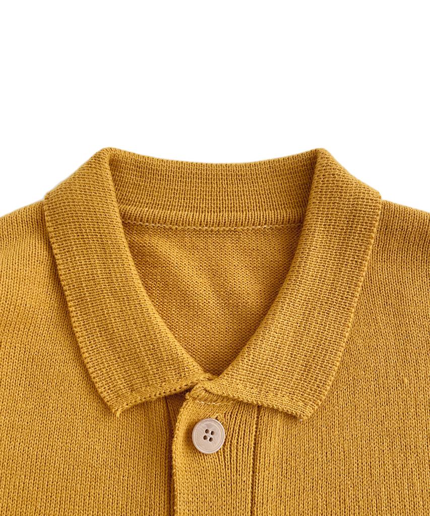 TENNIS BOY CLUB Collar Cardigan Mustard