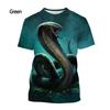 Fashion Men and Women 3d Printing T-shirt Snake T-shirt Summer Casual Short-sleeved Animal T-shirt