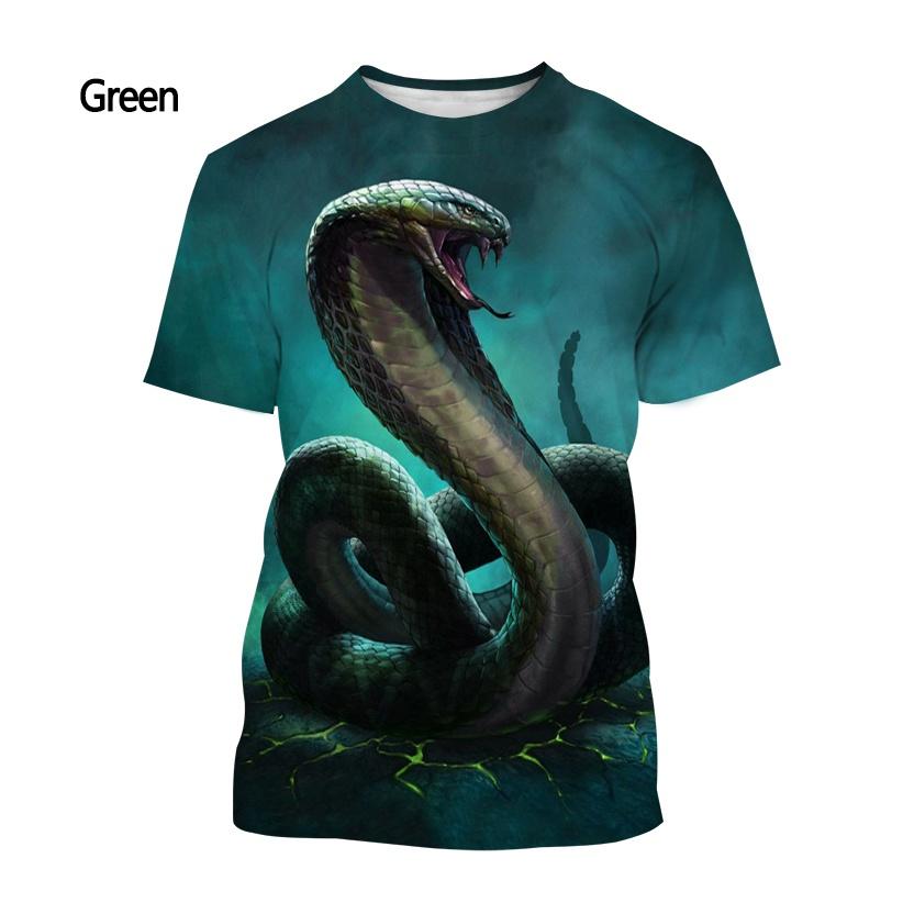 Fashion Men and Women 3d Printing T-shirt Snake T-shirt Summer Casual Short-sleeved Animal T-shirt
