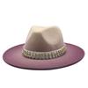 Hat Gradual Change Color Pearl Woolen Hat British Style Jazz Hat Big Brim Hat Ladies Top Hat