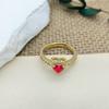 Ring Color Love Zircon Diamond Ring Women's Premium Sense Opening Adjustable Heart Shape Fashion Versatile Non-Fading Accessories