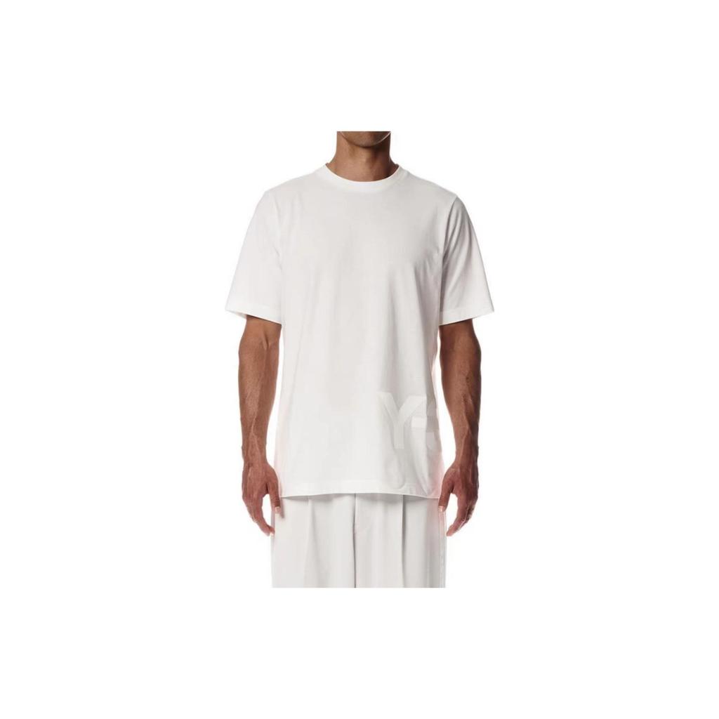 Y-3 SS22 Logo Print Solid Color Crew Neck T-Shirt Men Tops White HG6094