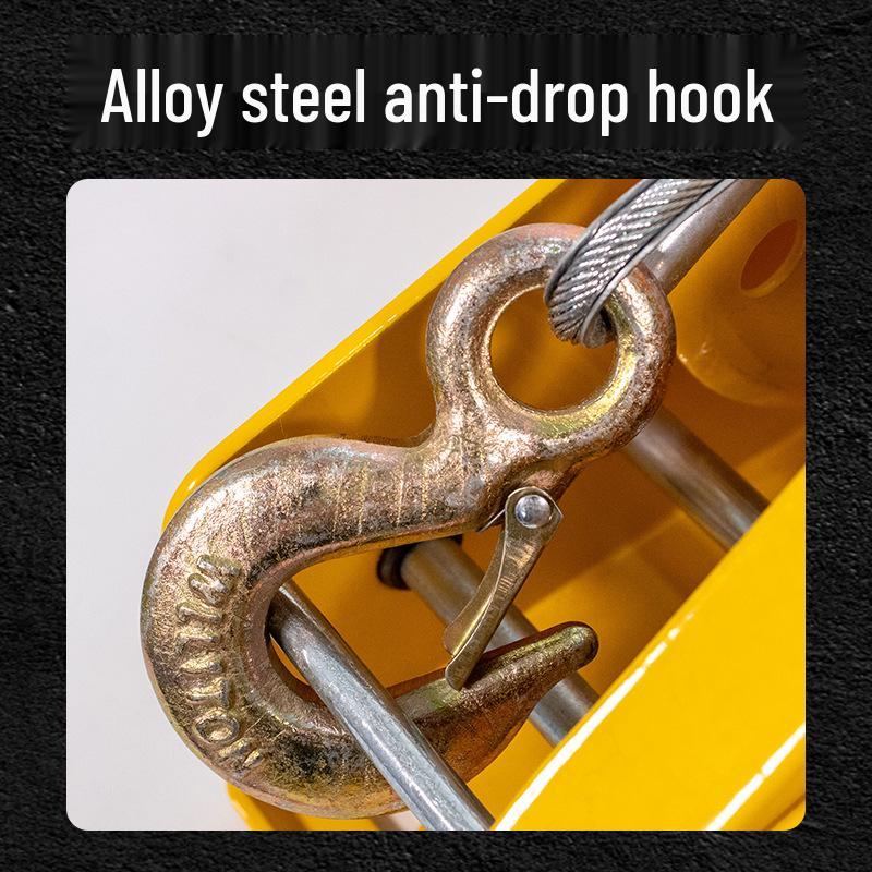 Hand Crank Winch, Two-Way Self-Locking with Brake, 800 lb Puller, High Carbon Steel Manual Winch