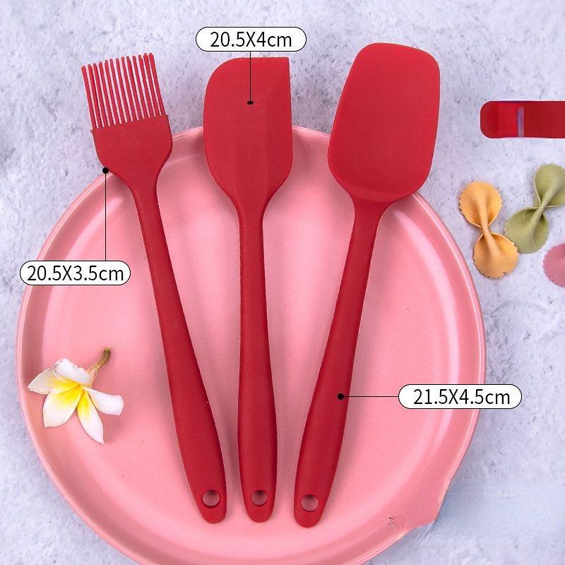 3Pcs Scraper Set One-piece Butter Cream Silicone Spatula Oil Brush High-temperature Resistant Baking Set Tool Kit