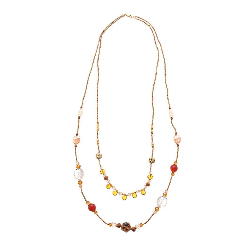 Temperament Flower Glass Beaded Necklaces Fashion Sweater Chain  Gift