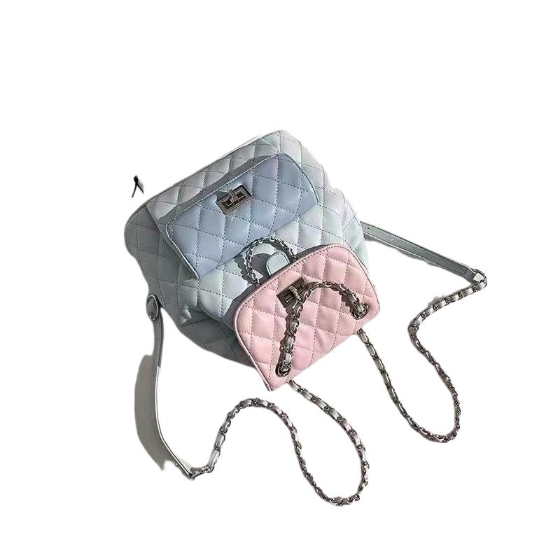 Autumn And Winter Trendy Backpack For Women High-end Diamond Chain Versatile Contrasting Color Urban Simple Backpack For Women
