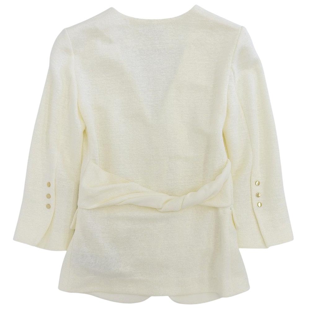 GIORGIO ARMANI Linen Blend Jersey Double Breasted Blazer Jacket Women's Size 36 3DAG51 AJJZZ 23 Jacket 36 whiteUsed