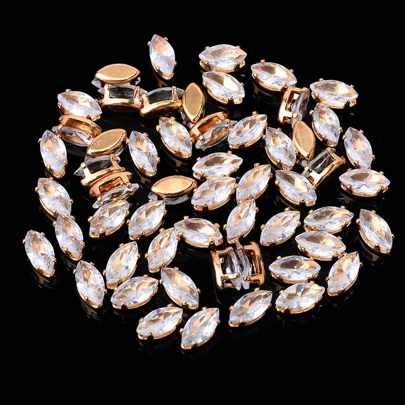 Flatback Zircon Rhinestones Cubic Zirconia teardrop base Claws Sew On  clear  Zircon For Rings Earrings DIY Clothing Accessorie
