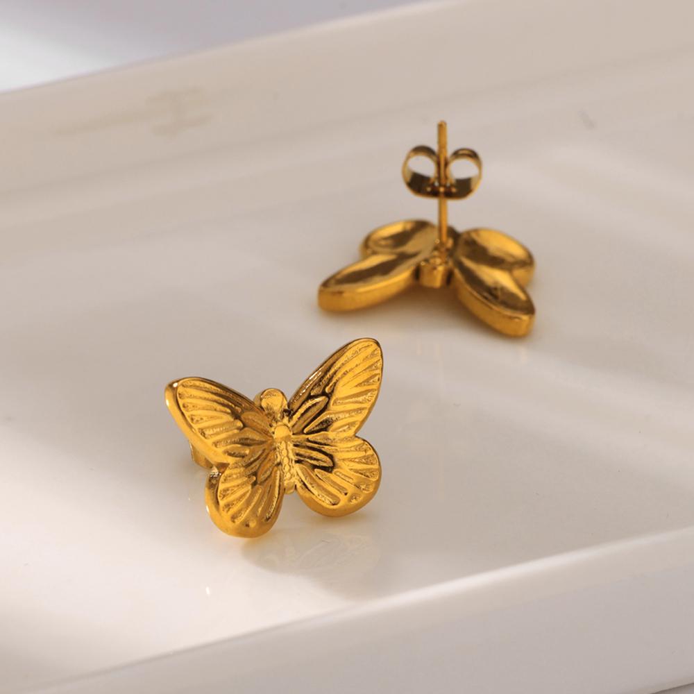 Vintage Butterfly Stainless Steel Earrings For Women Gold Color Aesthetic Earring Wedding Christmas  Jewelry Accessories