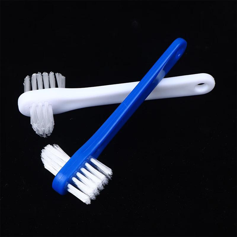 T-Shape Denture Dedicated Brush Toothbrush Dual Head False Teeth Brushes Cleaner