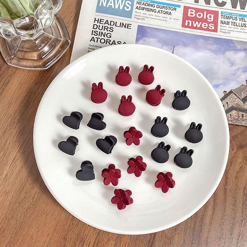 10Pcs Korean Style Fashion Mini Side Bangs Clip Seamless Small Hair Claws Frosted Princess Love Flower Rabbit Braided Hair Clip