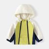 Children's Hooded Jacket 2024 Spring Boys Zipper Shirt Baby Coat Color Matching Jacket Double Zipper Top