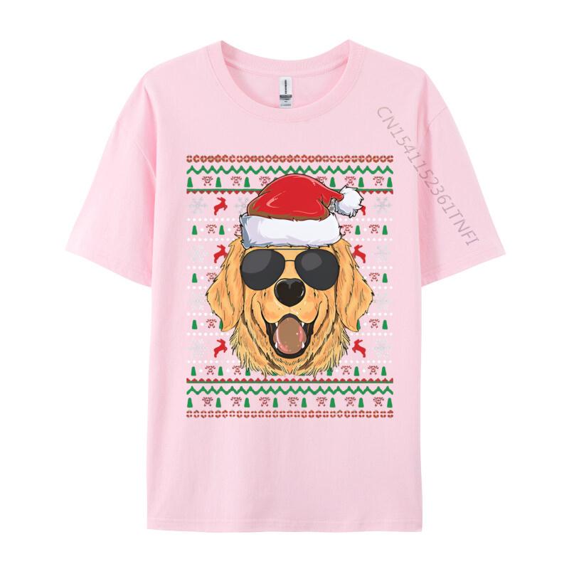 Ugly Xmas Santa Golden Retriever Dog T-shirt Printed T-shirt Cute Animal Pattern Tees Tops s Clothing