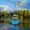 Solar Cascade Hanging Bird Bath Fountain, Solar Water Pump Three-Tiered Bird Bath Tub , Hanging Hook for Garden Patio Wildlife