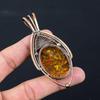 Baltic Amber Gemstone Pure Copper Wire Wrapped Handmade Pendant Jewelry For Her