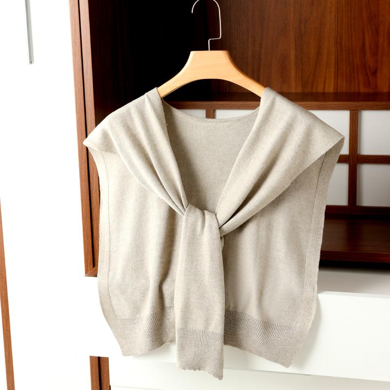 Ladies' Knit Sleeveless Solid Color Shawl Tie Front Design Versatile Air Conditioned Room Neck Protector Perfect with Shirt/Vest