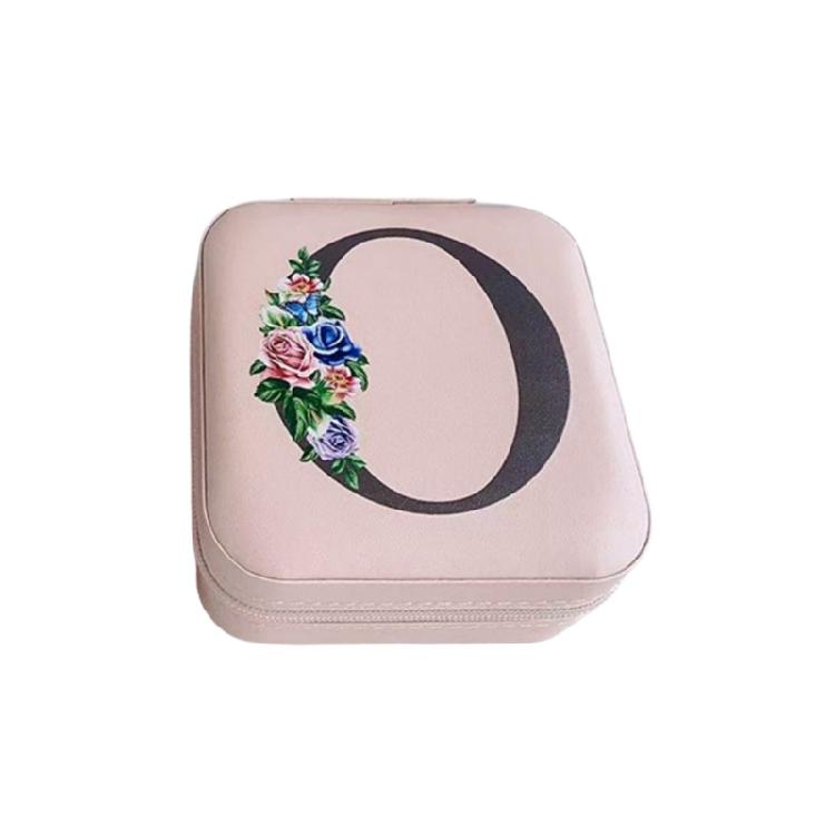 Jewelry Travel Organizers Letter Pattern Small Jewelry Container Fashion Portable Case PU Texture for Fashionable Lover