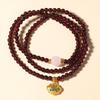 Exquisite Women's Garnet & Hetian Jade Three-Circle Lucky Bead Bracelet