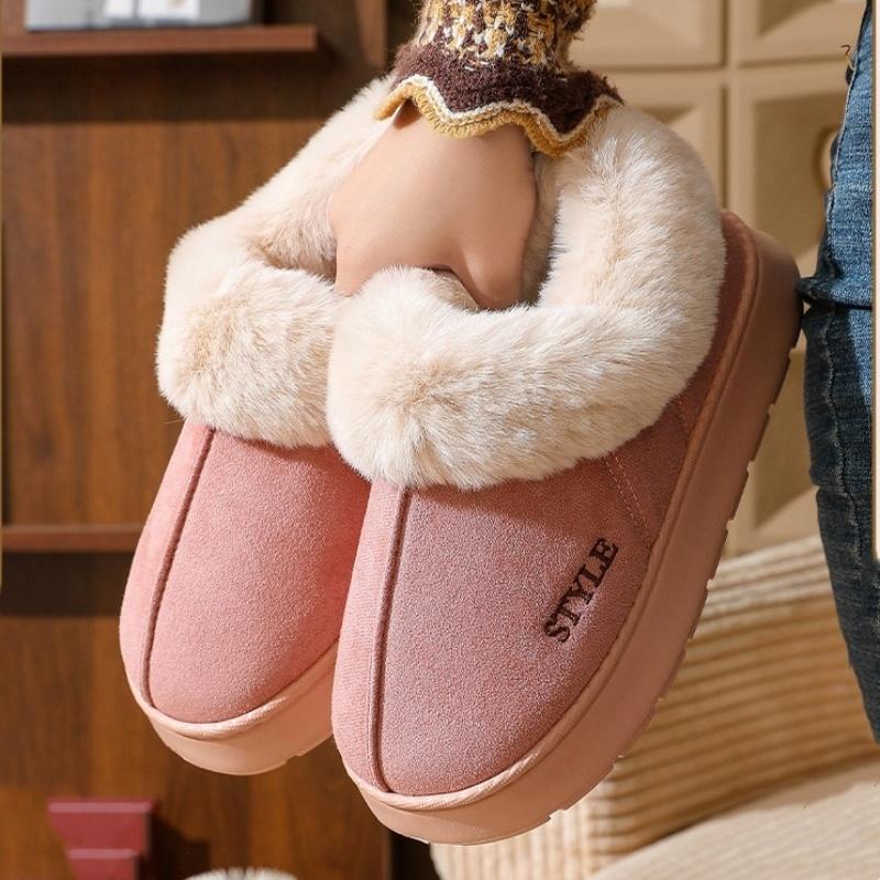Home Fluffy Platform Shoes Ankle Boots Women's Winter Basis Snow Boots Female Outdoor Indoor Non Slip Thick Soft House Warm Wool