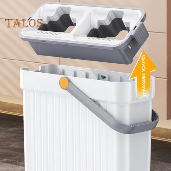 Mop And Bucket with Wringer Set Hands-Free Flat Floor Mop And Bucket with 4 Washable Microfiber Pads for Home Floor Cleaning