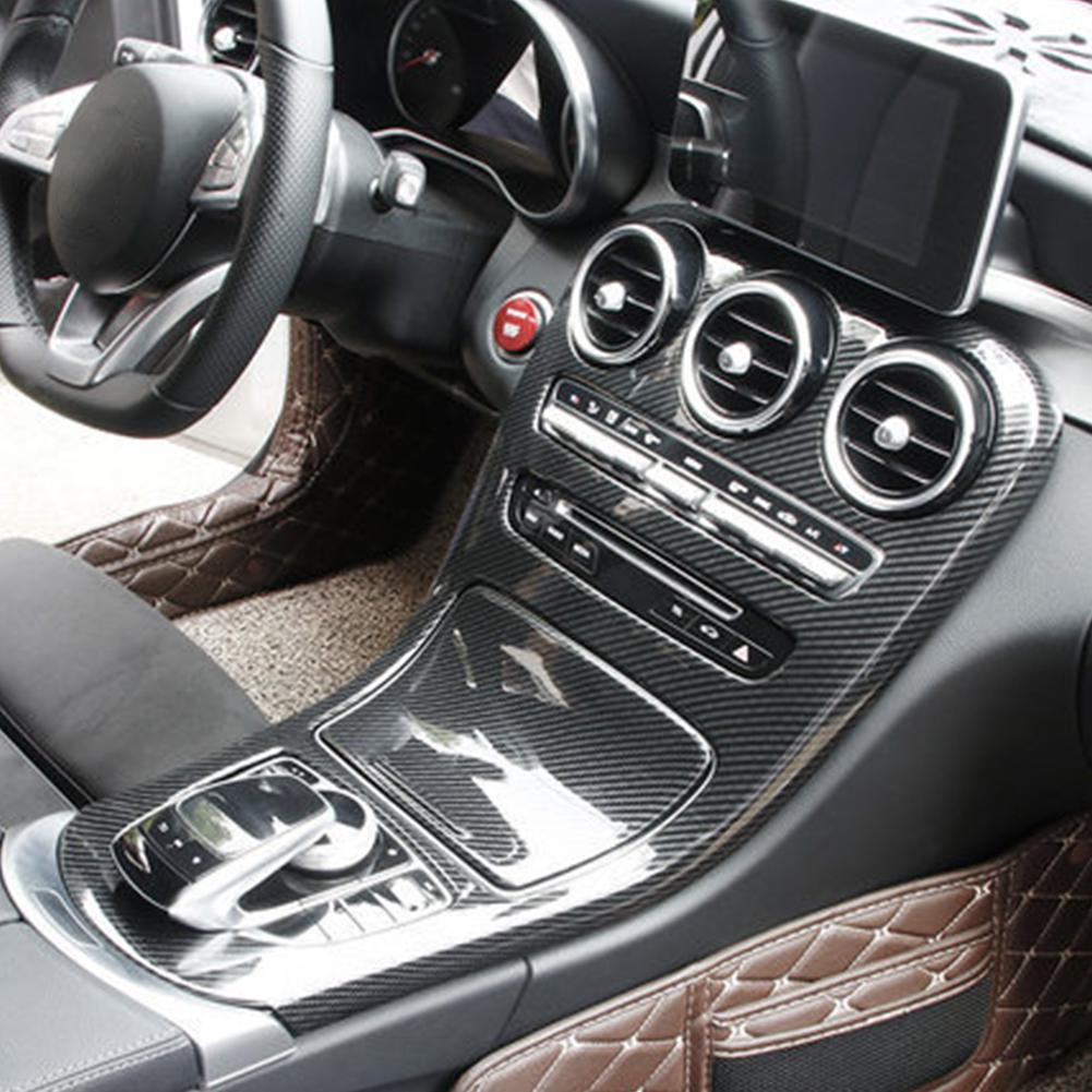 Carbon Fiber ABS Center Console Decoration Panel Cover Trim For C Class W205 2019-2020 For GLC Class X253 2020 Car Accessories