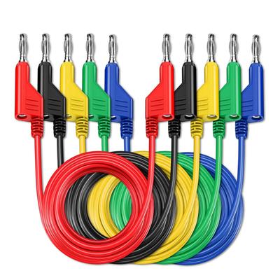 AD23-P1036 5PCS 4Mm Copper Banana Plug To Banana Plug Multimeter Test Leads Soft PVC Cable 1M Wire 1000V 15A