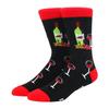 1 Pair Men's Fun Hip Hop Skateboard Beer Happy Art Print Mid Socks, EU38-46