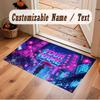 City Cyberpunk Theme Crystal Velvet Floor Rug Personalized Custom Name Text Warm Carpet Home Decoration