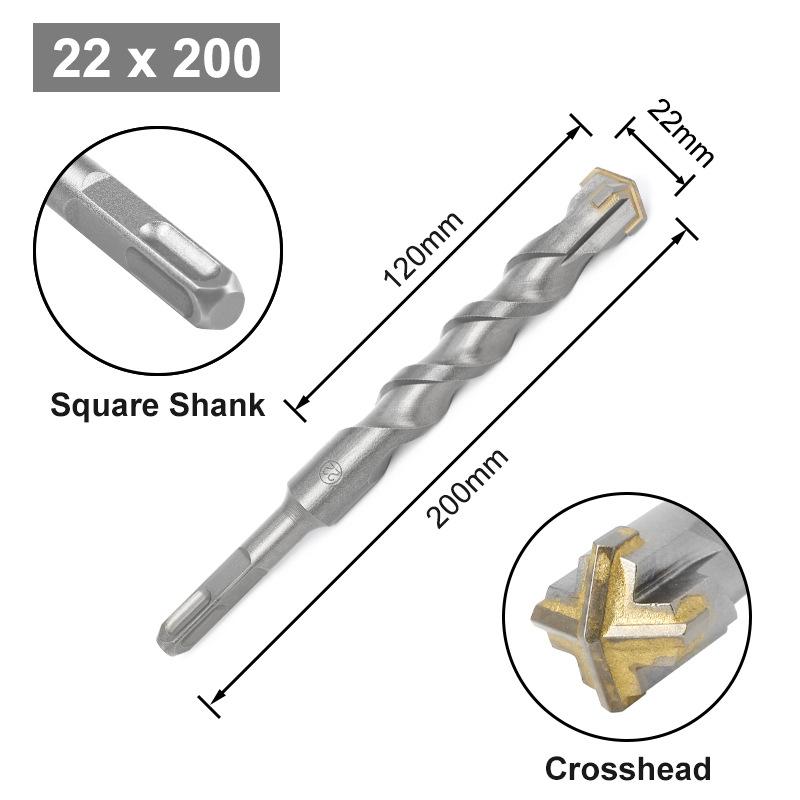 Cross Bit Four-Blade Electric Hammer Bit Carbide Impact Drill Concrete Reinforcement Square Shank Round Shank Five-Pit Shank