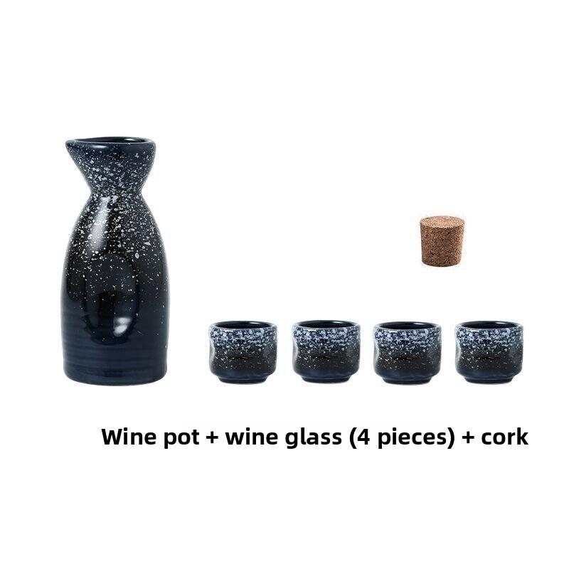 Japanese Ceramic Sake Set with Warmer and Cups for Home Use