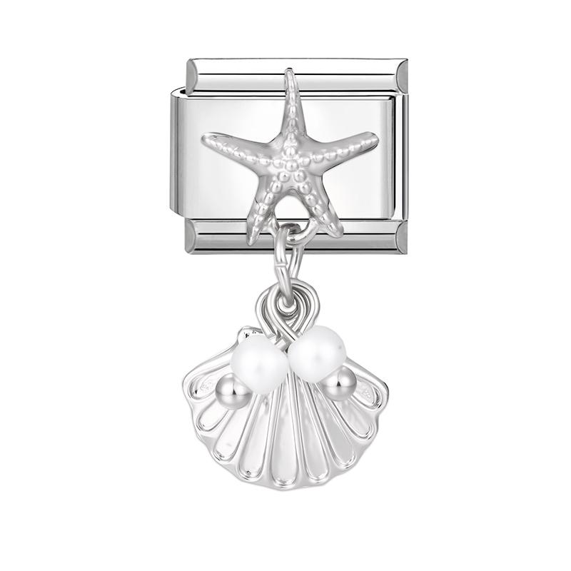 New Zircon Starfish Heart Shell Crown Rose Flowers Italian Charm Links Fit 9mm Stainless Steel Bracelet Women DIY Making Gifts
