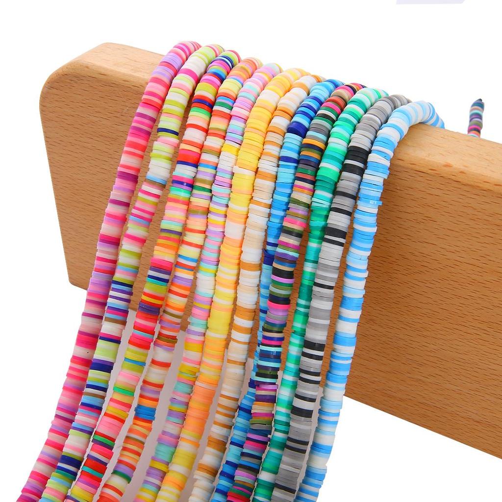 350 Stück 6 mm mehrfarbige Polymer-Ton-Flockenperlen für Schmuckherstellung, Armband, Halskette, Charm-Dekoration