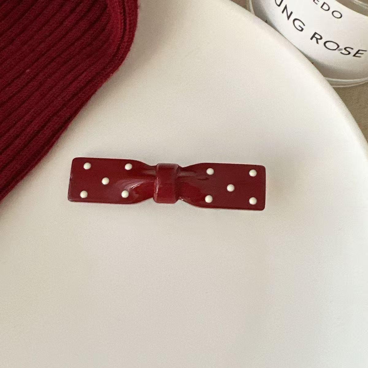 Заколка для волос с красным бантом в горошек: Милая заколка-краб с челкой для женщин