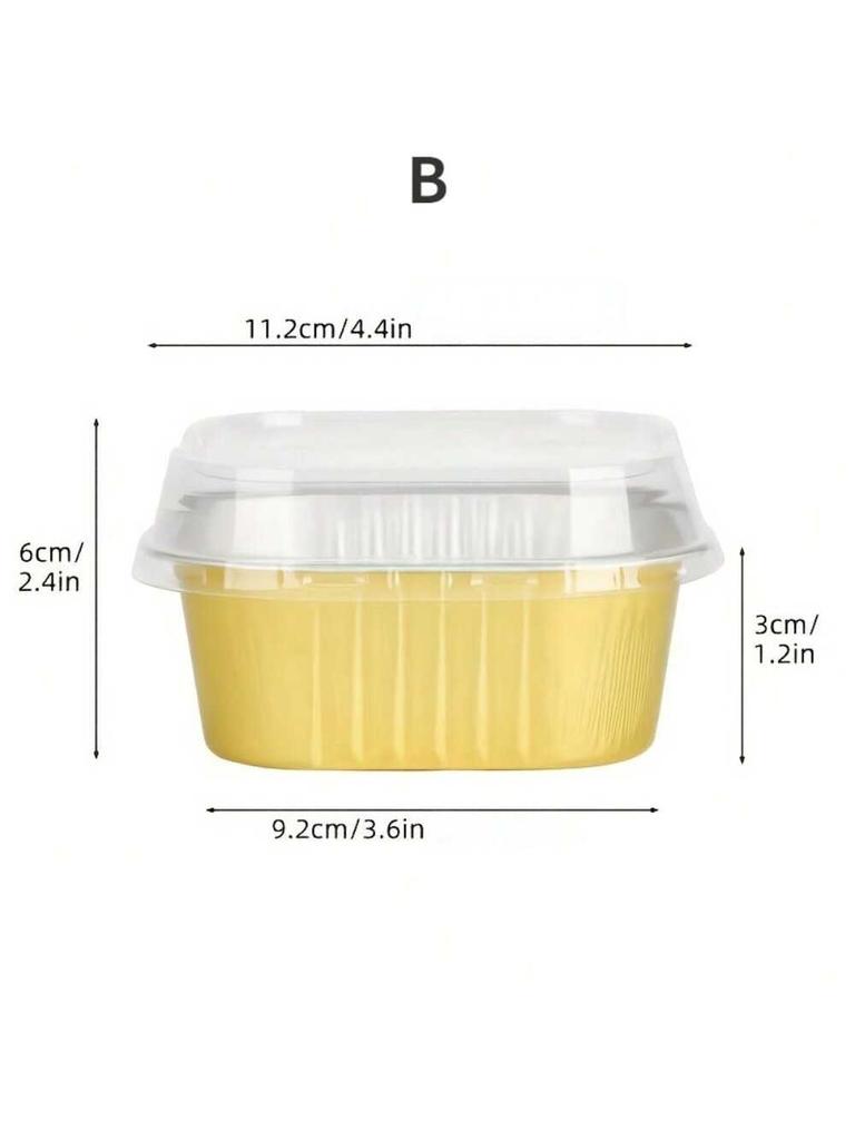 Aluminum Foil Baking Cups with Lids Heart and Rectangle Shaped Disposable Cake Containers for Cupcakes Muffins Pies Desserts
