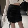 Fashion Elegant Women Drawstring Pleated Skirt High-waisted Casual Loose and Thin Hip Short Skirts Ladies Solid Color Clothes 2311