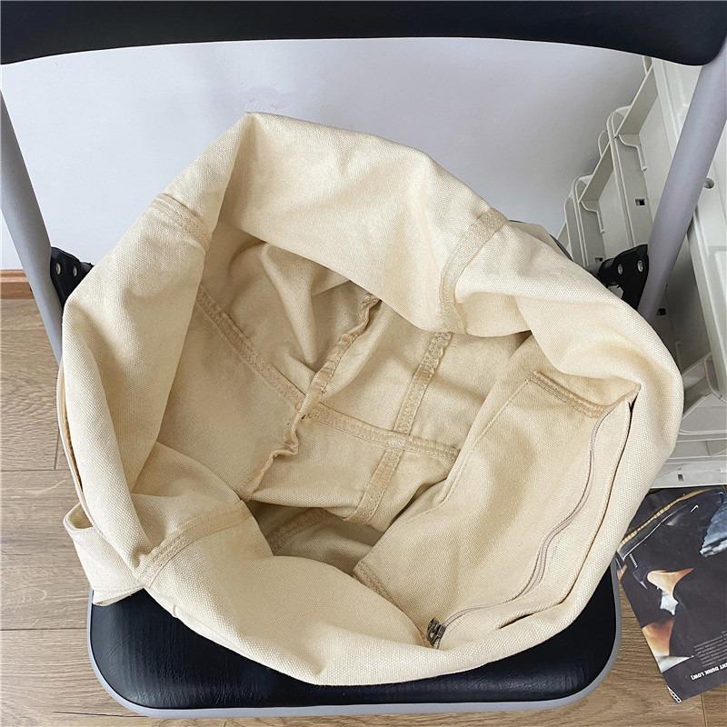 Japan and South Korea Simple Lazy Style Literary Wash Canvas Bag Large Capacity Messenger Bag Student Shoulder Bag Leisure Shopping Bag