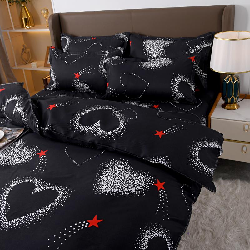 3Pcs Love Heart Duvet Cover Set Romance Queen King Size Bedding Set Zipper Quilt Cover and 2 Pillowcase Soft Skin-friendly