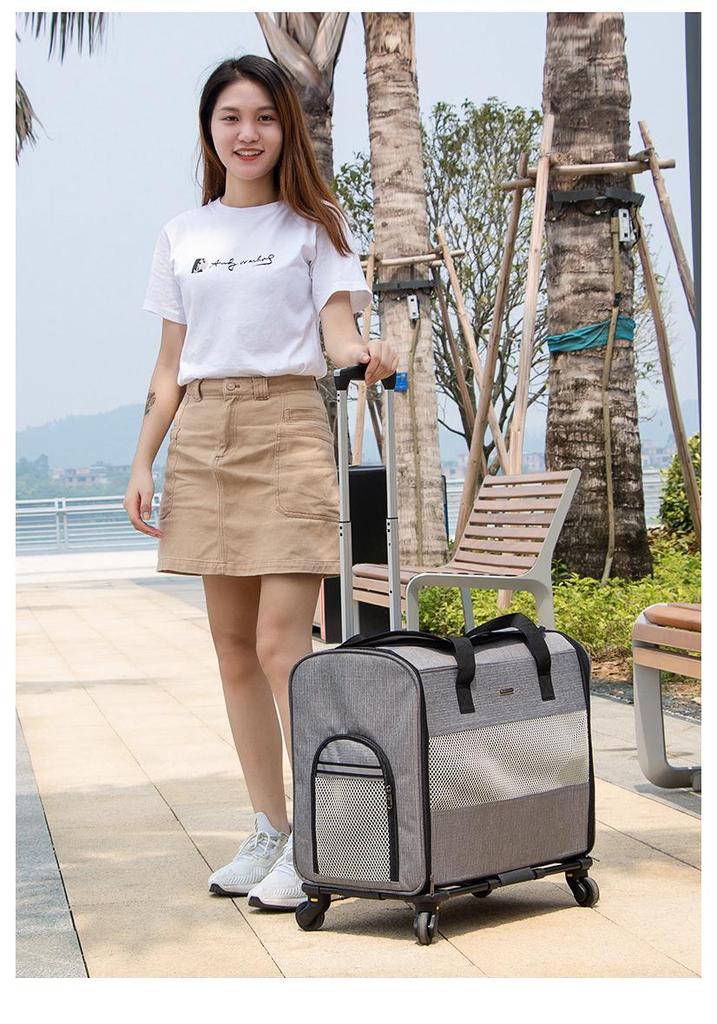 Large Capacity Pet Travel Cage: Breathable Trolley Bag for Cats & Dogs
