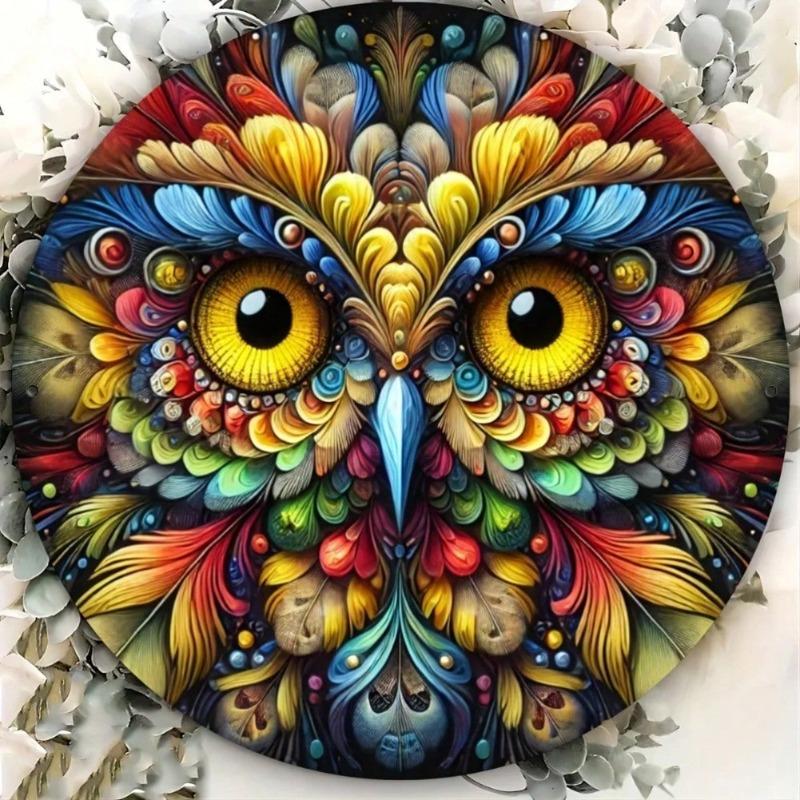 Owl Wall Art Metal Home Decor Indoor Outdoor Painting Iron Canvas